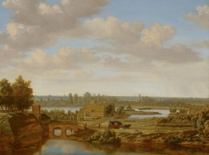 Panorama bij Arnhem met de Rijnpoort door Joris van der Haagen or Hagen